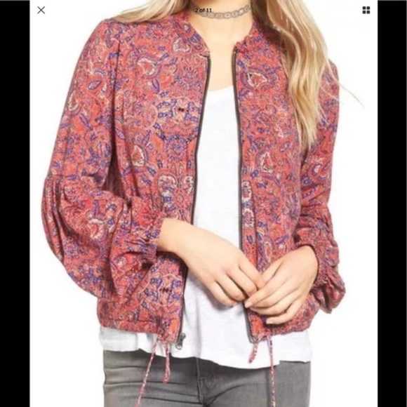 Free People Jackets & Blazers - BOHO Free People Printed Balloon-Sleeve Jacket